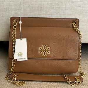 Tory Burch Bark/Gold Tone Hardware Britten Flap Women's Shoulder Bag
